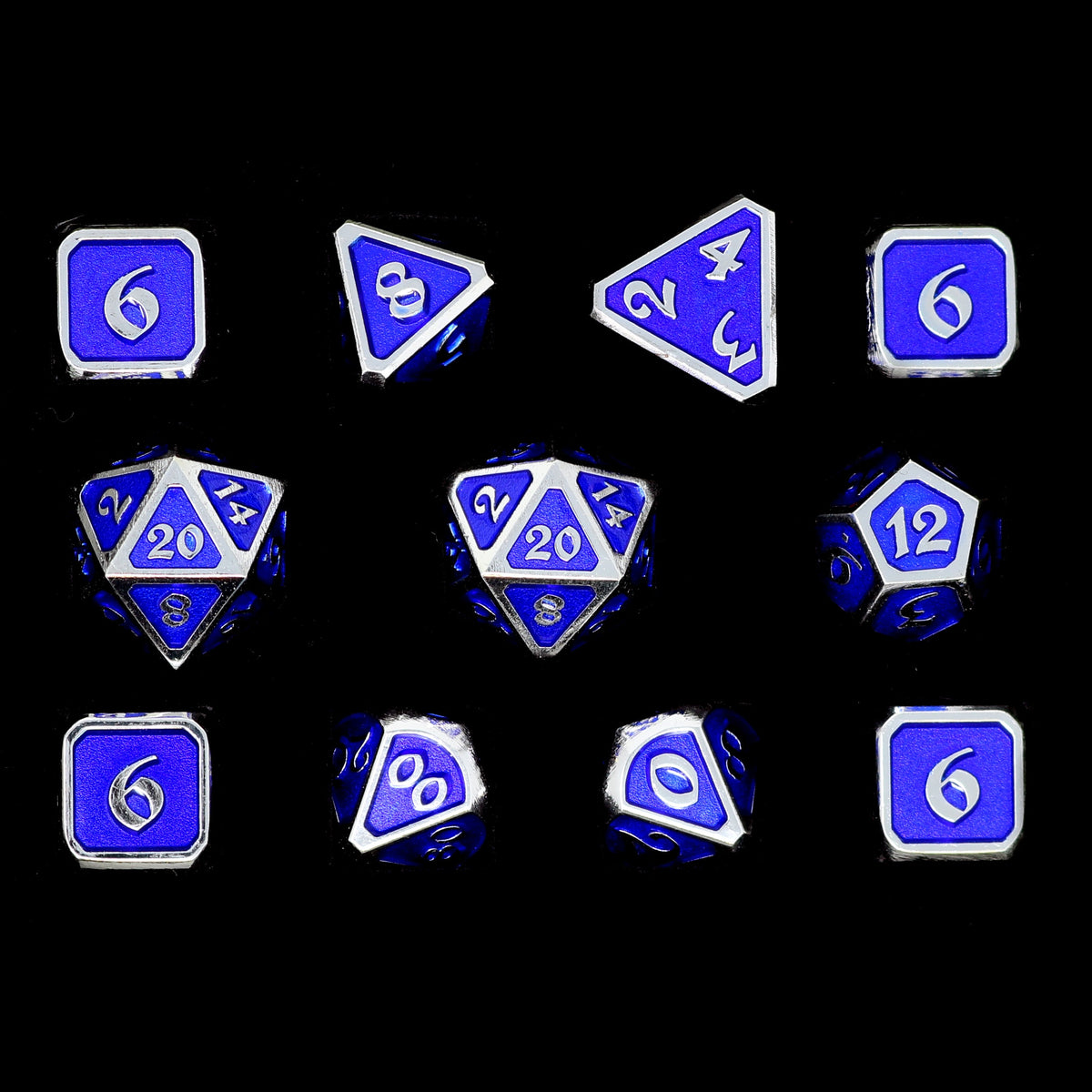 11 Piece RPG Set - Mythica Platinum Sapphire by Die Hard Dice