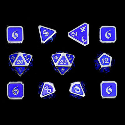 11 Piece RPG Set - Mythica Platinum Sapphire by Die Hard Dice