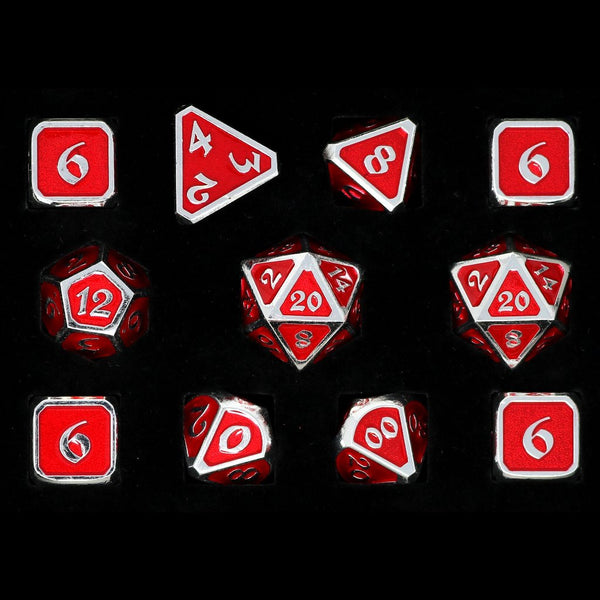 11 Piece RPG Set - Mythica Platinum Ruby by Die Hard Dice